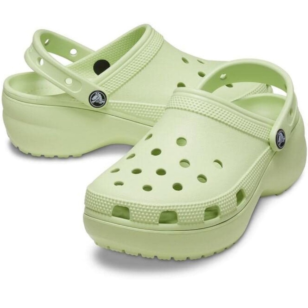 CROCS Platform Clogs in Light Green